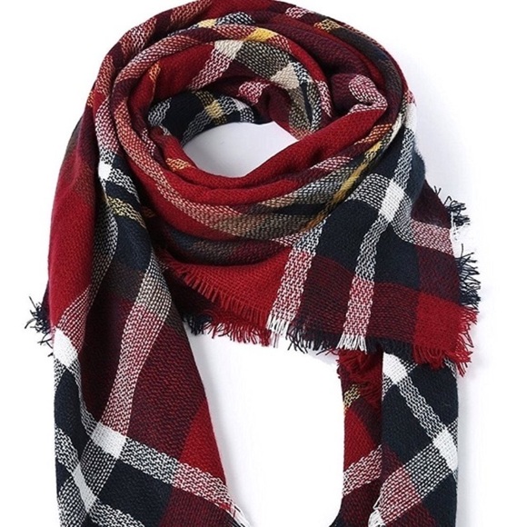 Cranberry Ultra Plush Plaid Blanket Scarf - Picture 4 of 4